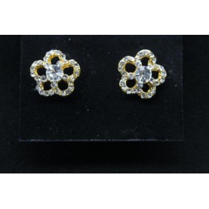 Gold Plated Alloy Metal Traditional American Diamonds, Stud Earrings