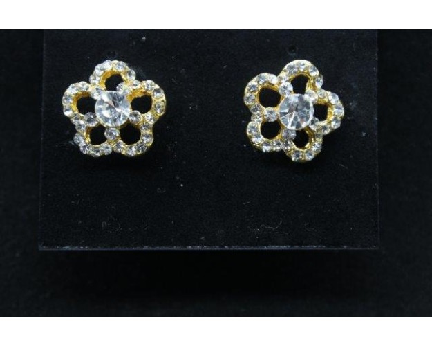 Gold Plated Alloy Metal Traditional American Diamonds, Stud Earrings