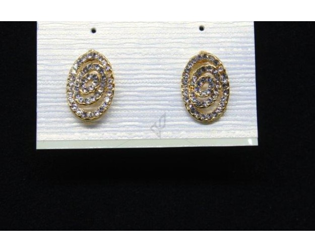 Gold Plated Alloy Metal Designer American Diamond, Stud Earrings