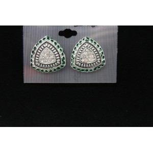 Silver Plated Alloy Metal Designer American Diamonds, Colour Stone Stud Earrings