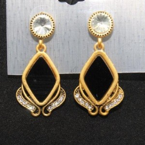 Gold Plated Alloy Metal Fashion American Diamond Drop Earrings