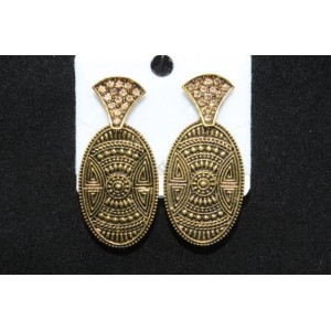 Gold Plated Alloy Metal Fashion American Diamond Drop Earrings