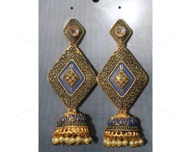 Oxidised Gold Finish Alloy Metal Traditional Jhumka, Jhumki Earrings