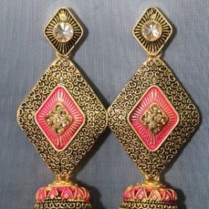 Oxidised Gold Finish Alloy Metal Traditional Jhumka, Jhumki Earrings