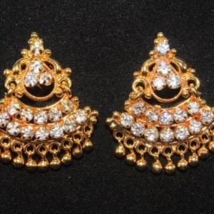 Gold Plated Alloy Metal Fashion American Diamond Glass Stones Drop Earrings
