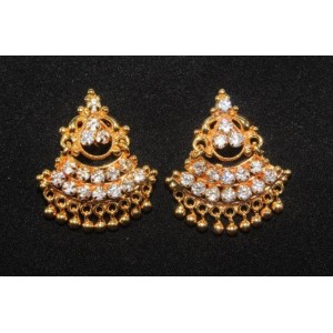 Gold Plated Alloy Metal Fashion American Diamond Glass Stones Drop Earrings