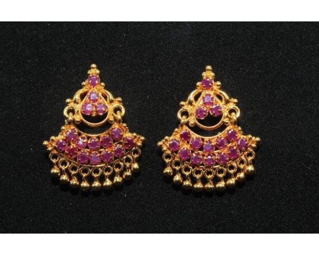 Gold Plated Alloy Metal Fashion Color Stones And Beads Drop Earrings