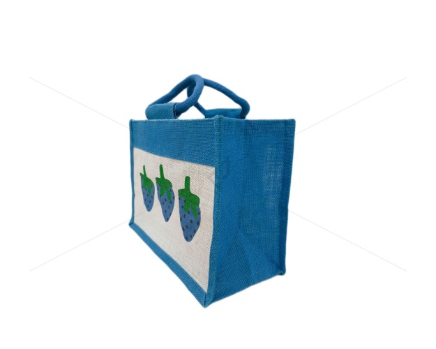 Multipurpose Fancy Jute Bag - Random Colour Strawberry Print with Zipper (12 X 6 X 9 inches)