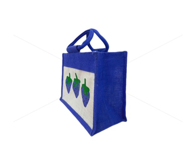 Multipurpose Fancy Jute Bag - Random Colour Strawberry Print with Zipper (12 X 6 X 9 inches)