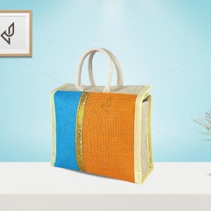Small Gift Bags / Tambulam Bags for Auspicious Occasions / Navarathri - Multi Colour Zari Design with Adjustable Velcro (9.5 X 5 X 11 inches)