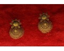 Gold Plated Alloy Metal,Traditional Flower Design With Jhumka And Gold Beads,Jhumki Earings