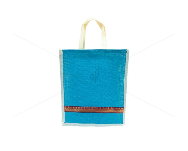 Small Gift Bags / Tambulam Bags for Auspicious Occasions / Navarathri - Random Colour And Border Zari With Velcro And Plain Colour Handle (10 X 3 X 11 inches)