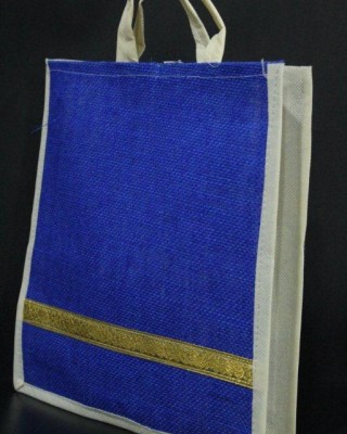 Small Gift Bags / Tambulam Bags for Auspicious Occasions / Navarathri - Random Colour And Border Zari With Velcro And Plain Colour Handle (9.5 X 3 X 11.5 inches)