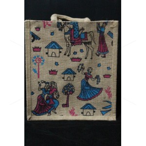 Multipurpose Fancy Jute Bag - Random colour Cinderella Print With Zipper (11 X 5.5 X 10 inches)
