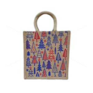 Multi Utility Lunch Bag - Random Colour Christmas Trees Print With Zipper (11 X 5.5 X 10 inches)