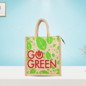 Gift Bags/Thamboolam Bags for Auspicious Occasions/Functions-Random Colour Go Green Print with Zipper (11 X 5.5 X 10 inches)
