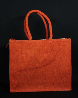 Shopping Bag - Random Colour Radha Print Canvas Jute Bag with Zipper (15.5 X 5 X 13 inches)
