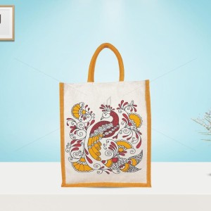 Gift Bags for Wedding and Other Occasions - Random Colour Peacock Print Canvas Bag with Zipper (12 x 5 x 14 inches)