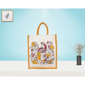 Gift Bags for Wedding and Other Occasions - Random Colour Peacock Print Canvas Bag with Zipper (12 x 5 x 14 inches)
