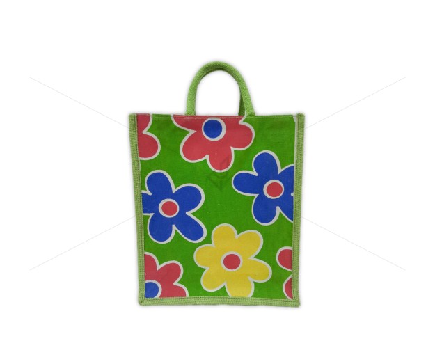 Multi Utility Canvas Lunch Bag - Random Color Flower Print with Zipper (12 X 5 X 14 inches)