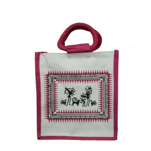 Gift Bags for Auspicious Occasions/Functions-Random Colour Warli Print with Zipper (10 X 5.5 X 11 inches)
