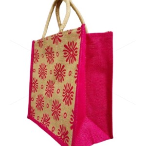 Multi purpose Fancy Jute Bag - Random colour Rangoli Print with Zipper (12 X 5 X 12 inches)