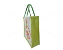 Multi Utility White Jute Lunch Bag - Beautiful Lamp Embroidery Work On A White Jute Bag with Zipper (11.5 X 5X 13 inches)
