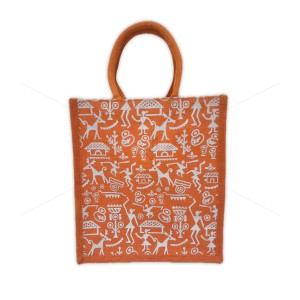 Multi Utility Lunch Bag - Multicolor Warli Print with Zipper (12.2 X 4.5 X 13.5 inches)