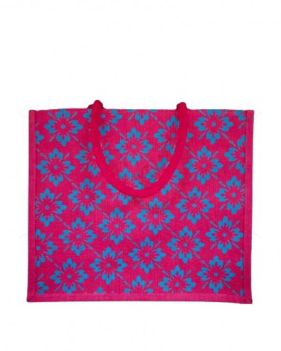 Shopping Bag - Random Colour Flower Print with Inner Pocket and Zipper (15.5 X 6 X 13 inches)
