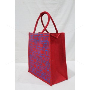 Multipurpose Fancy Jute Bag - Random Colour and Shapes Print with Zipper (12 X 6 X 12 inches)
