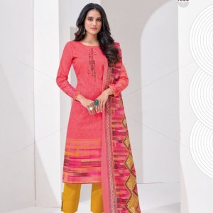 Flamboyant Embroidery Work - Pure Cambric Cotton - Unstitched Dress Material