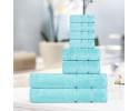 Family Towel 600 GSM, Luxury Zero Twist Naturally Cotton Yarn, Extra Large, Elegantly Plush (8 Piece Family Towel Set, Fresh Aqua), Allure [T1009]