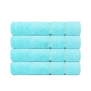 Hand Towel 500 GSM, Luxury Zero Twist -100% Naturally Feather Soft Zero Twist Ringspun Cotton Yarn, Extra Large, Elegantly Plush (4 Pcs Hand Towel Set, Fresh Aqua), Allure [T1013]