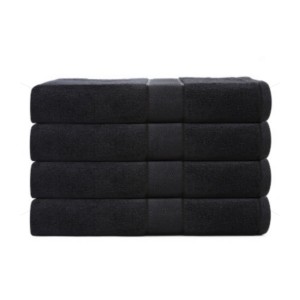 Hand Towel 500 GSM, Luxury Zero Twist -100% Naturally Feather Soft Zero Twist Ringspun Cotton Yarn, Extra Large, Elegantly Plush (4 Pcs Hand Towel Set, Black), Allure [T1014]