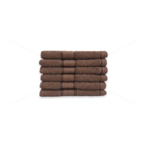 Premium 100% Cotton, Soft, Highly Absorbent, 450 GSM (6 Pcs Face Towel Set, Cappuccino Brown), Elegance [T1033]