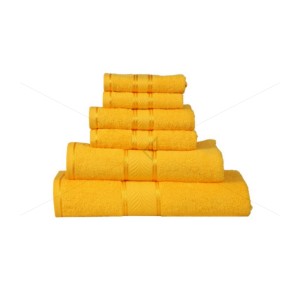 Family Towel 450 GSM, Premium 100% Cotton, Soft, Highly Absorbent, (6 Piece Family Towel Set, Vibrant Yellow), Elegance [T1023]
