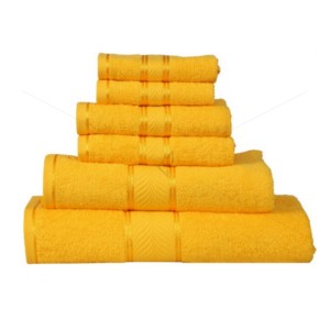 Family Towel 450 GSM, Premium 100% Cotton, Soft, Highly Absorbent, (6 Piece Family Towel Set, Vibrant Yellow), Elegance [T1023]