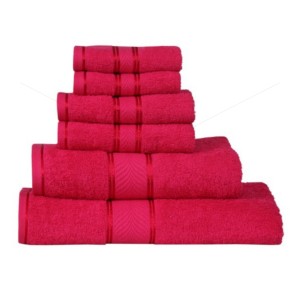 Family Towel 450 GSM, Premium 100% Cotton, Soft, Highly Absorbent,  (6 Piece Family Towel Set, Romantic Fuchsia), Elegance [T1025]