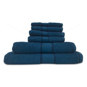 Family Towel 450 GSM, Premium 100% Cotton, Soft, Highly Absorbent, (6 Piece Family Towel Set, Teal Blue), Elegance [T1026]