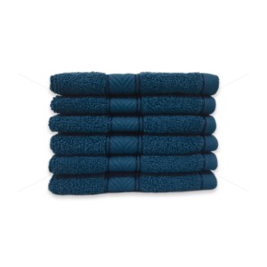 Premium 100% Cotton, Soft, Highly Absorbent, 450 GSM (6 Pcs Face Towel Set, Teal Blue), Elegance [T1035]