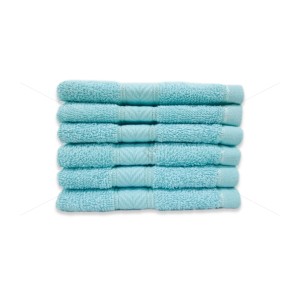 Premium 100% Cotton, Soft, Highly Absorbent, 450 GSM (6 Pcs Face Towel Set, Pleasant Sky), Elegance [T1037]