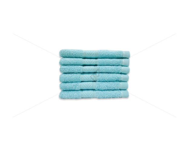 Premium 100% Cotton, Soft, Highly Absorbent, 450 GSM (6 Pcs Face Towel Set, Pleasant Sky), Elegance [T1037]