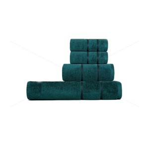 Premium Luxury Zero Twist Naturally, Feather, Soft Ringspun, Cotton Yarn, Extra Large, Elegantly Plush, (4 Pcs Towel Set, Teal Green), Allure [T1004] 