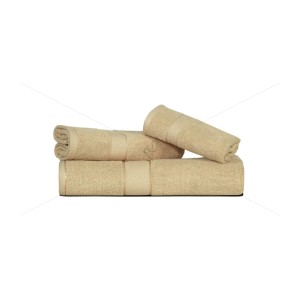 3 Pc Towel 500 GSM, Premium, 100% Natural Ring-Spun Double ply Cotton Yarn, Soft, Extra Absorbent & Durable, Quick-Dry (3 Pcs Towel Set, Beige), Elysian [T1048]