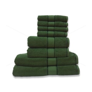 Premium, 100% Natural Ring-Spun Double ply Cotton Yarn, Soft, Extra Absorbent & Durable, Quick-Dry (Premium Pack of 8 Pcs Towel Set, Olive Green), Elysian [T1053]