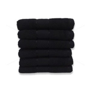 Premium, Double ply Cotton Yarn, Soft, Extra Absorbent & Durable, Quick-Dry (6 Pcs Face Towel Set, Black), Elysian [T1059]
