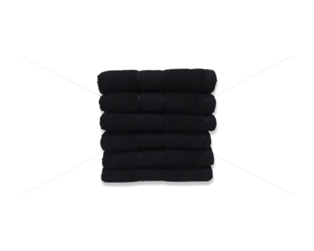 Premium, Double ply Cotton Yarn, Soft, Extra Absorbent & Durable, Quick-Dry (6 Pcs Face Towel Set, Black), Elysian [T1059]