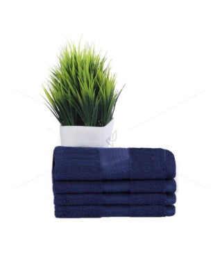Premium Luxury - 100% Natural Ring-Spun Double Ply Cotton Yarn, Soft, Extra Absorbent & Durable, Quick-Dry, 600-GSM (4 Pcs Hand Towel Set, Navy Blue), Opulence [T1080]