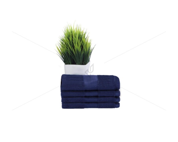 Premium Luxury - 100% Natural Ring-Spun Double Ply Cotton Yarn, Soft, Extra Absorbent & Durable, Quick-Dry, 600-GSM (4 Pcs Hand Towel Set, Navy Blue), Opulence [T1080]