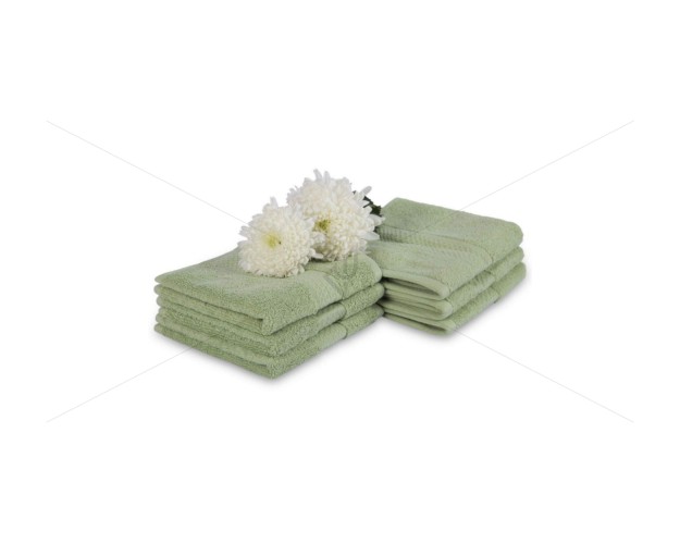 Face Towel 600 GSM, Premium Luxury - 100% Natural Ring-Spun Double Ply Cotton Yarn, Soft, Extra Absorbent & Durable, Quick-Dry, (6 Pcs Face Towel Set, Sage Green), Opulence [T1084]